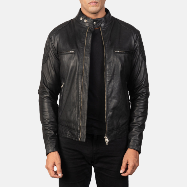 Men's Gatsby Black Leather Biker Jacket