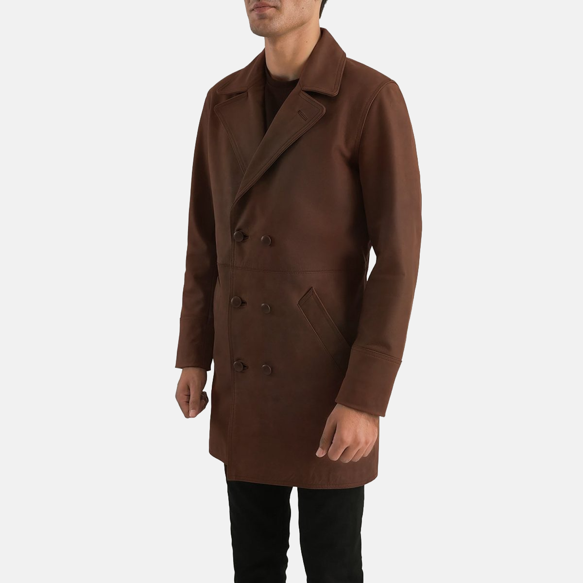 Men's Half Life Brown Leather Coat