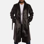 Men's Hooligan Black Leather Trench Coat