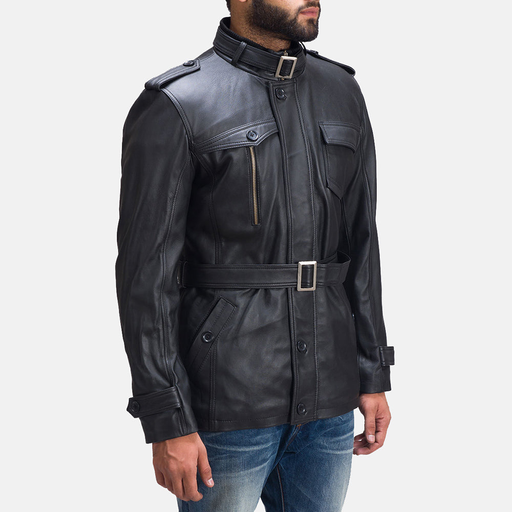 Men's Hunter Black Leather Jacket