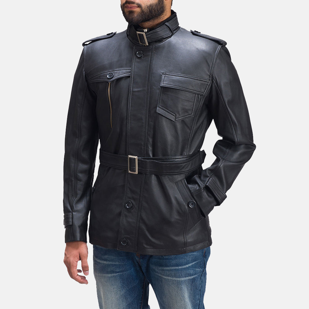 Men's Hunter Black Leather Jacket