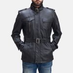 Men's Hunter Black Leather Jacket