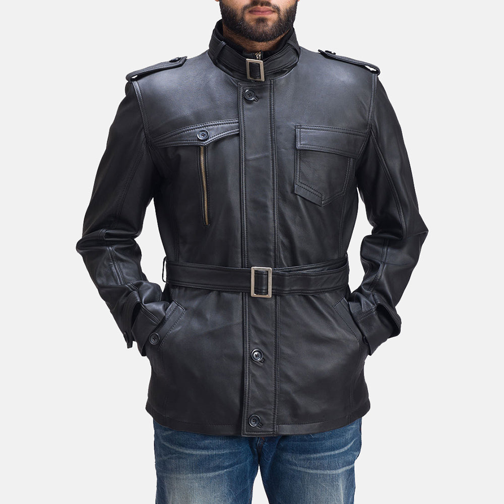 Men's Hunter Black Leather Jacket