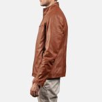 Men's Ionic Tan Brown Leather Biker Jacket