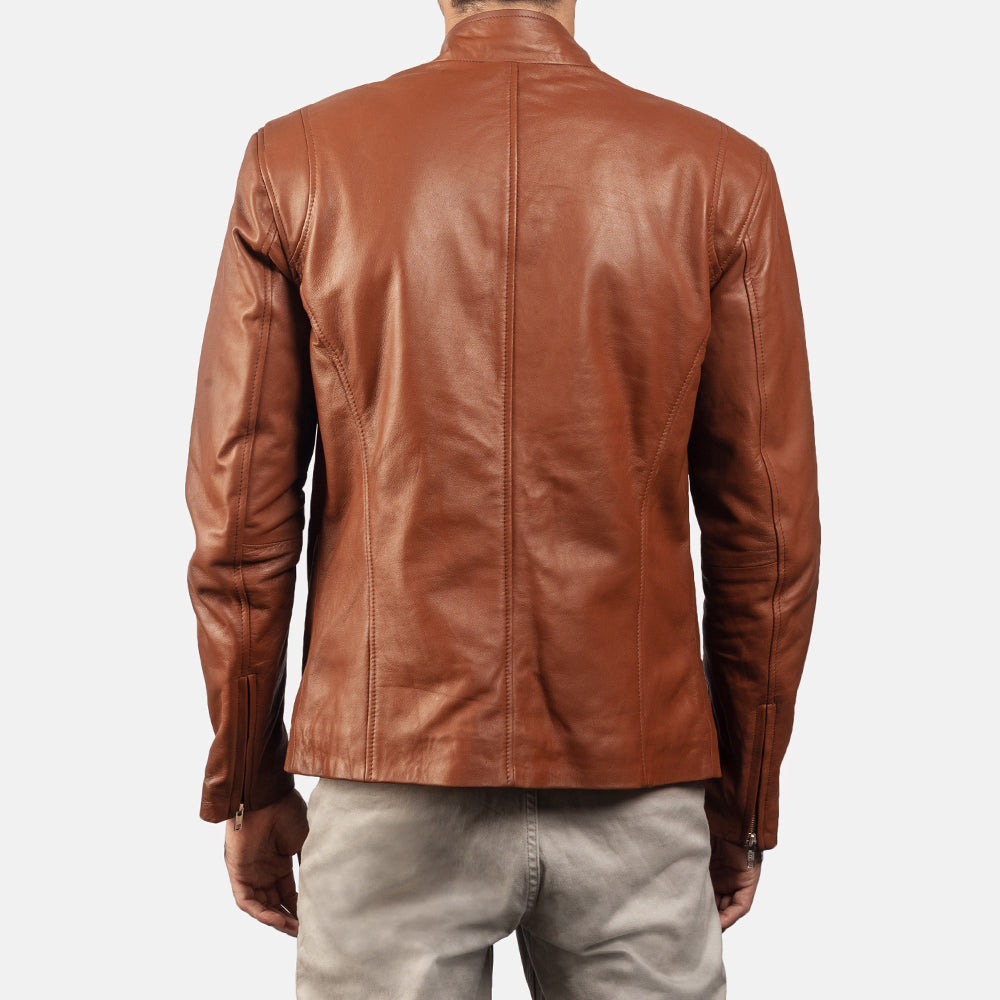 Men's Ionic Brown Leather Biker Jacket
