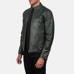 Men's Ionic Green Leather Biker Jacket