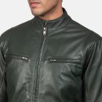 Men's Ionic Green Leather Biker Jacket