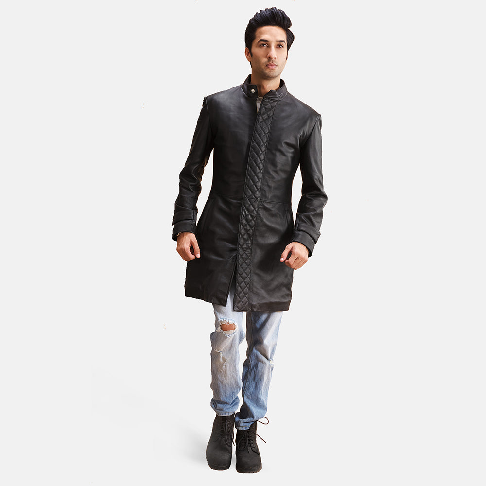Men's Midlander Quilted Black Leather Coat
