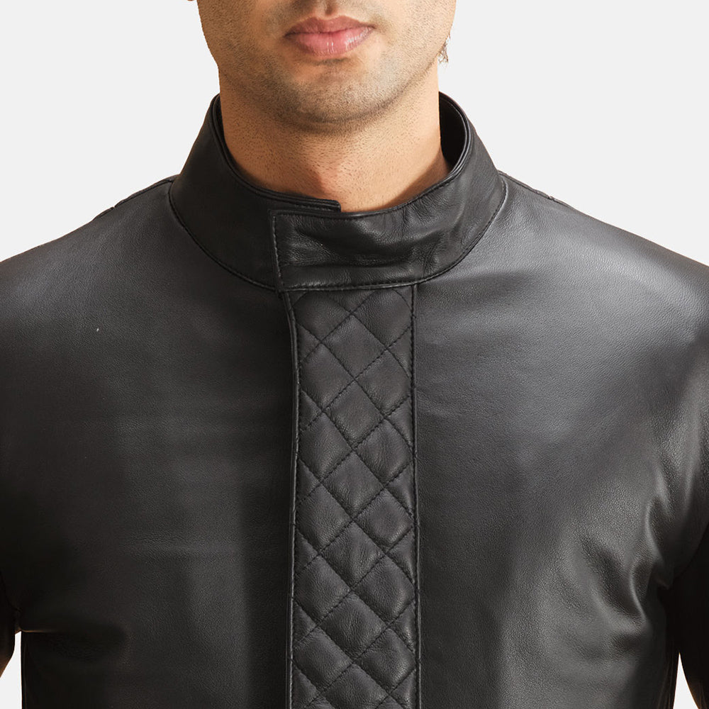 Men's Midlander Quilted Black Leather Coat