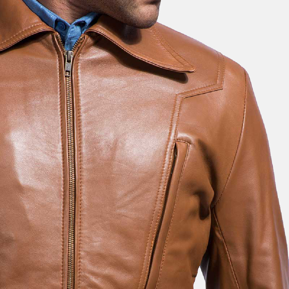 Men's Old School Brown Leather Jacket