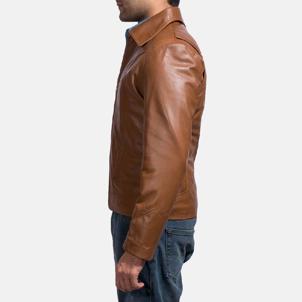 Men's Old School Brown Leather Jacket
