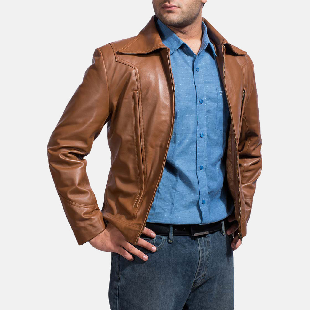 Men's Old School Brown Leather Jacket