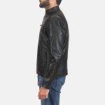 Men's Rustic Black Leather Biker Jacket