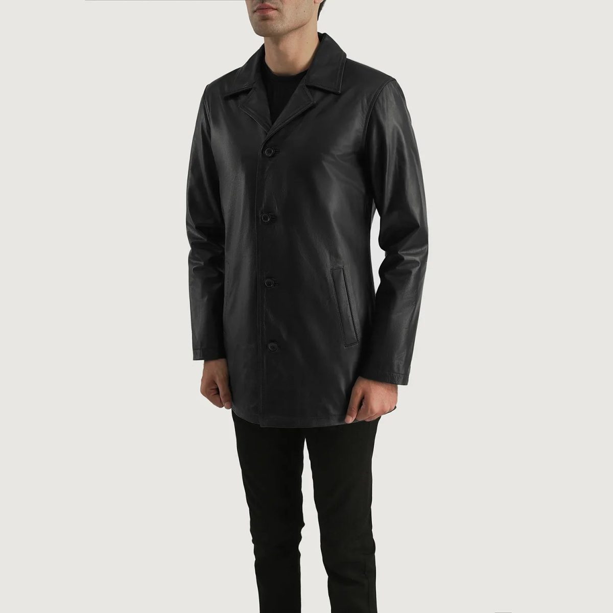 Men's Urban Slate Black Real Leather Blazer