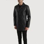 Men's Urban Slate Black Real Leather Blazer