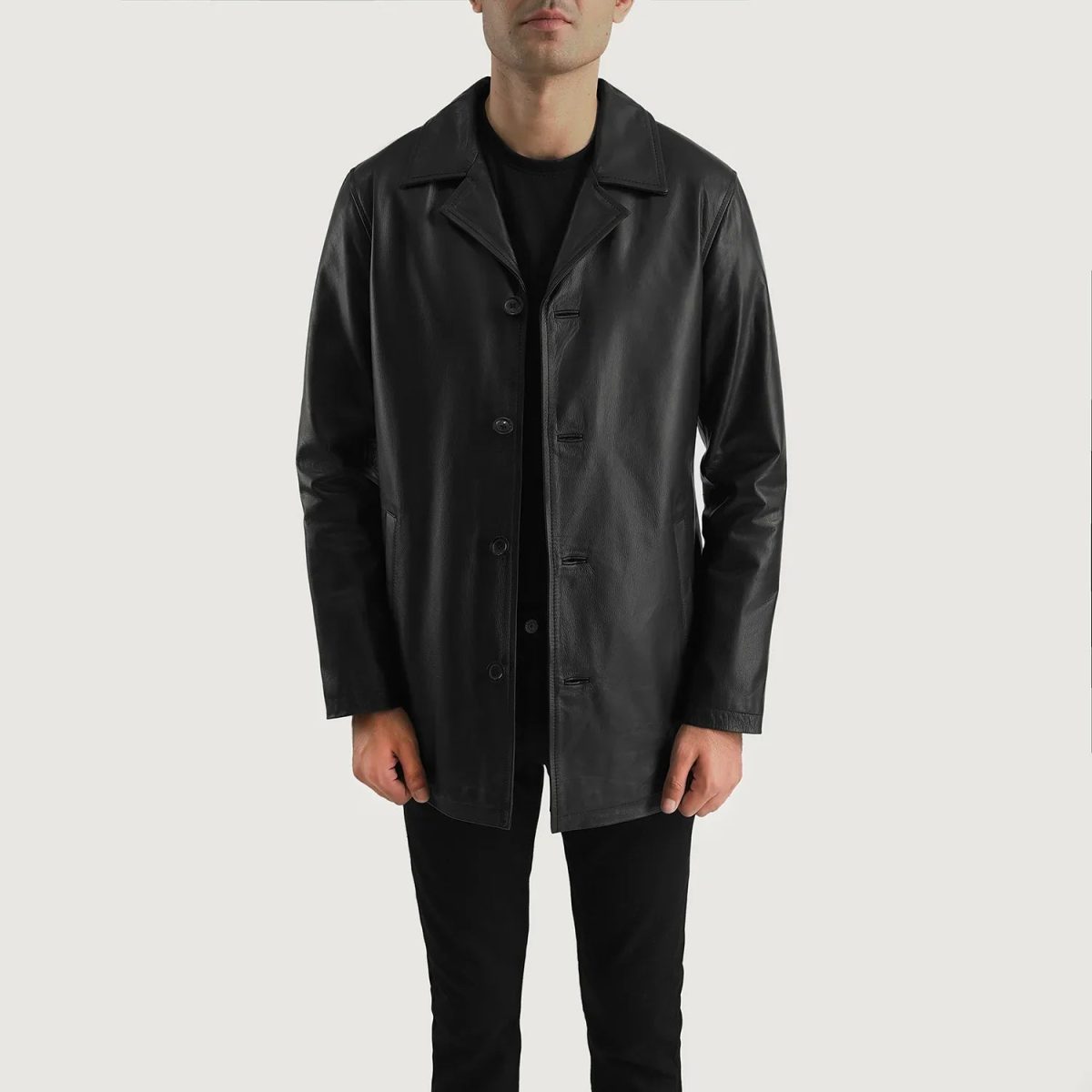 Men's Urban Slate Black Real Leather Blazer