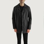 Men's Urban Slate Black Real Leather Blazer