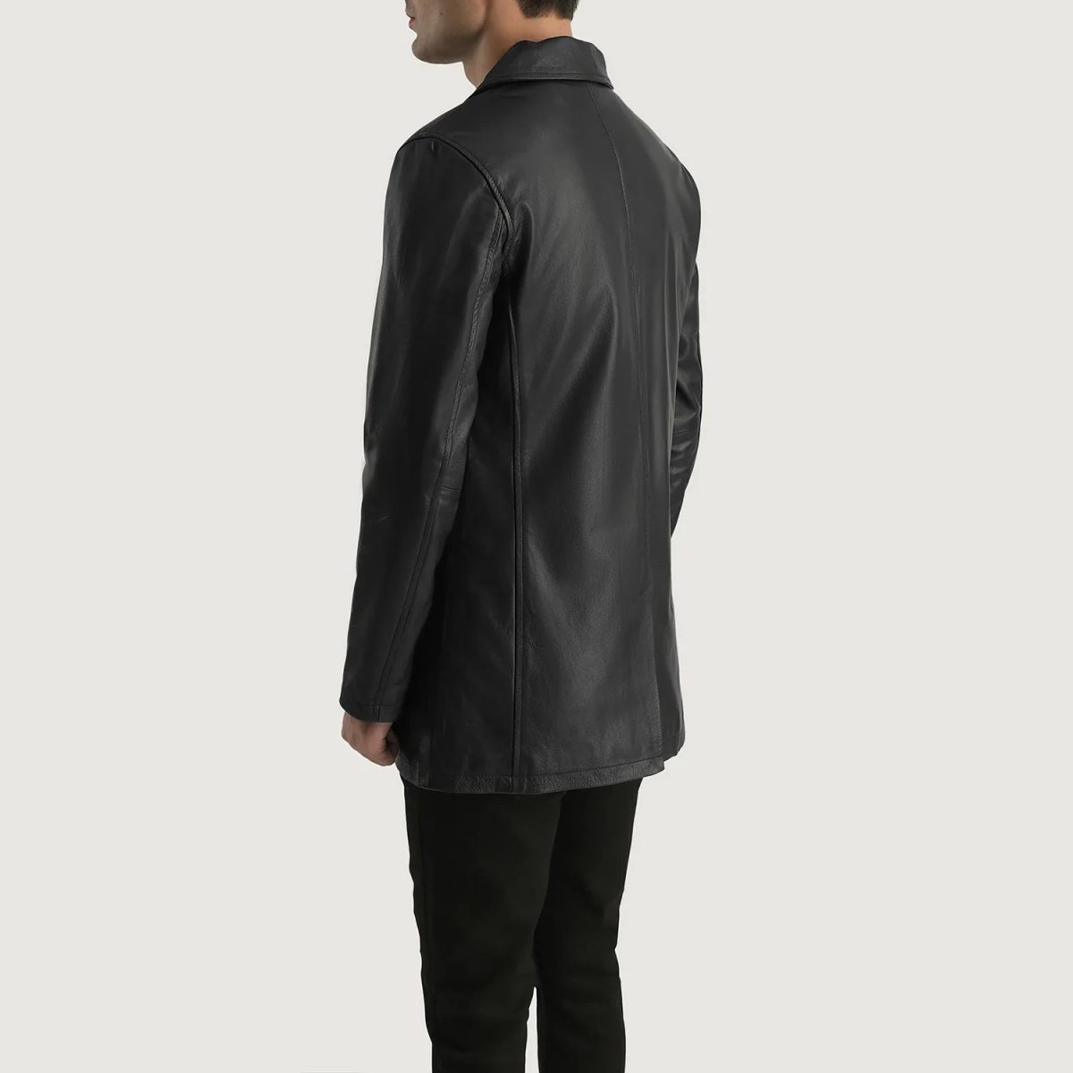 Men's Urban Slate Black Real Leather Blazer