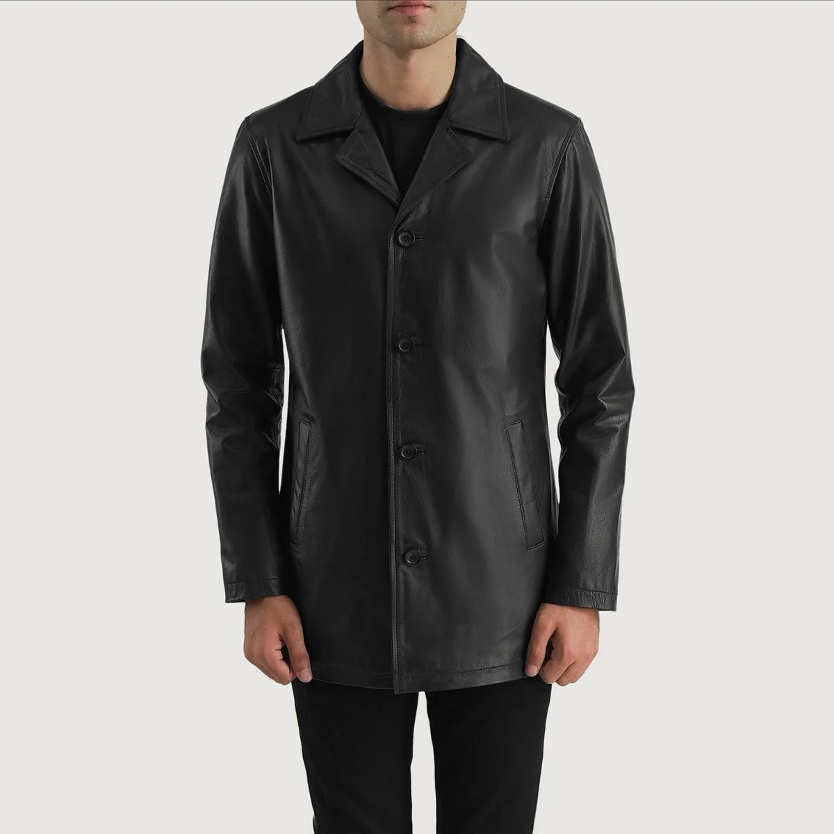 Men's Urban Slate Black Real Leather Blazer
