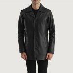 Men's Urban Slate Black Real Leather Blazer