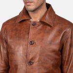 Men's Waffle Brown Leather Jacket