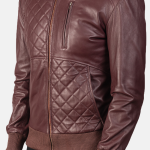 Men's Moda Maroon Leather Bomber Jacket
