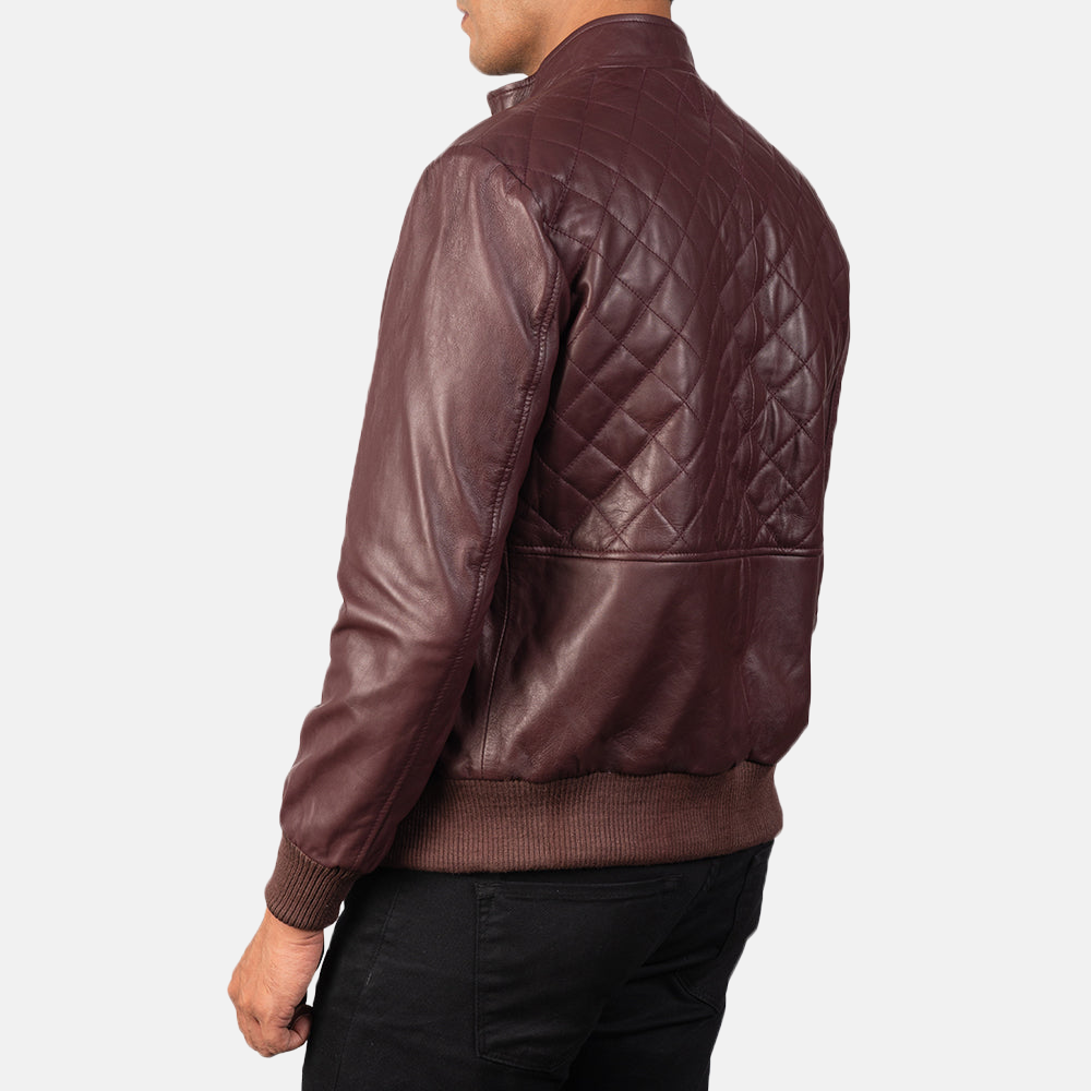Men's Moda Maroon Leather Bomber Jacket