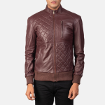 Men's Moda Maroon Leather Bomber Jacket