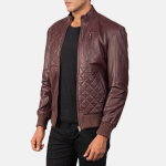 Men's Moda Maroon Leather Bomber Jacket