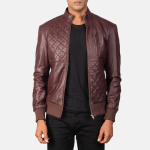 Men's Moda Maroon Leather Bomber Jacket