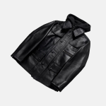 Men's Moulder Hooded Black Leather Jacket