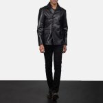 Men's Mr. Bailey Black Leather Naval Double Breasted Jacket