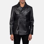 Men's Mr. Bailey Black Leather Naval Double Breasted Jacket