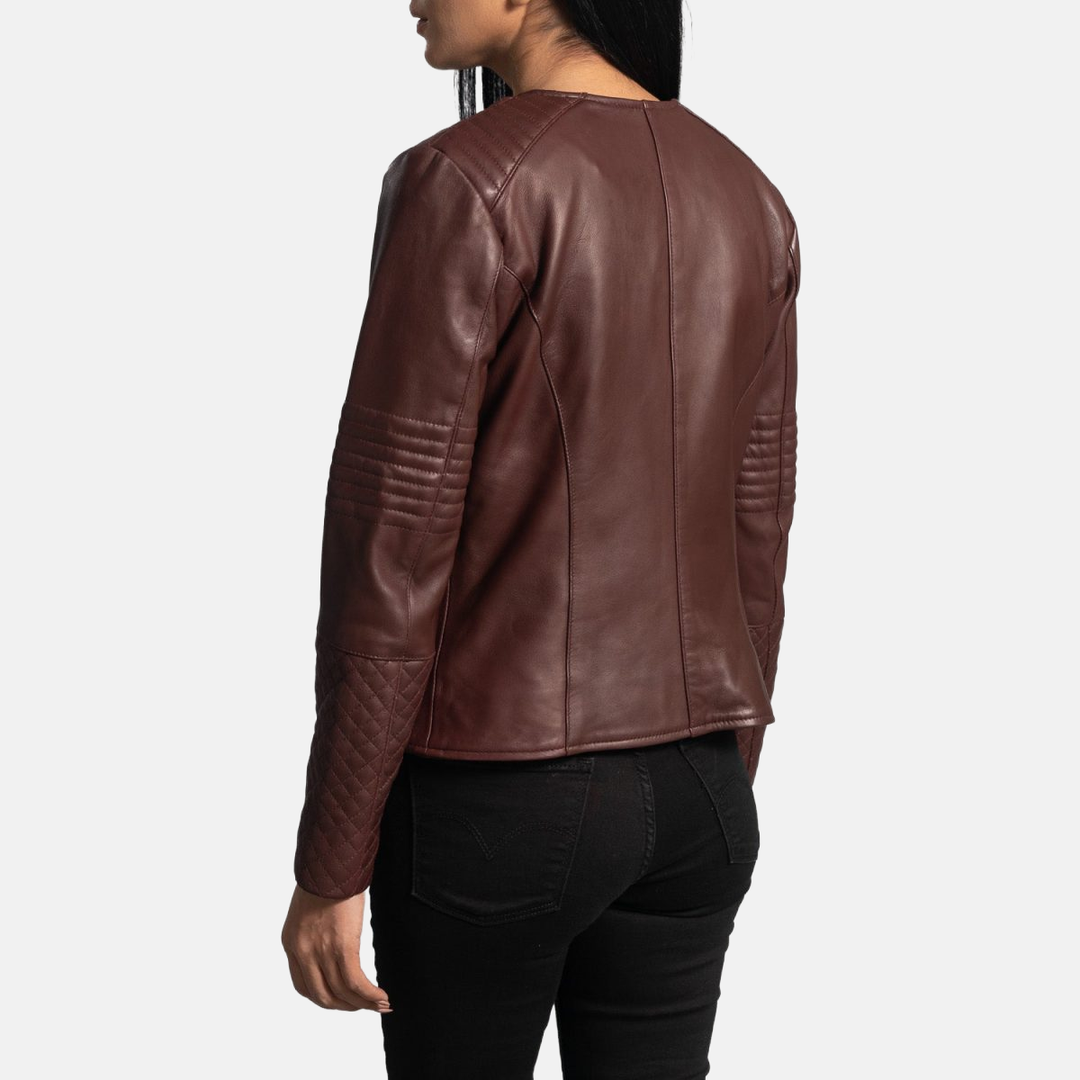 Women's Nexi Quilted Maroon Leather Jacket