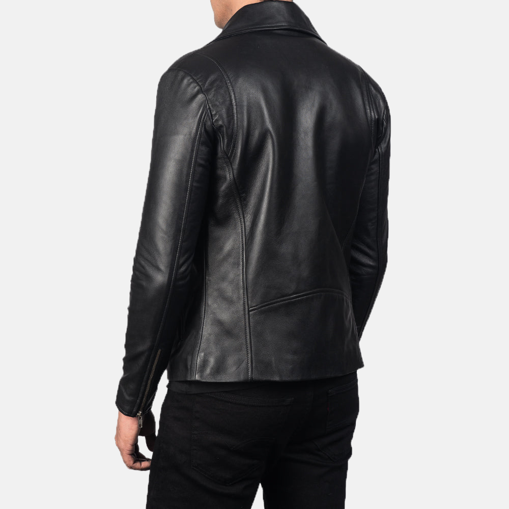Men's Noah Black Leather Biker Jacket