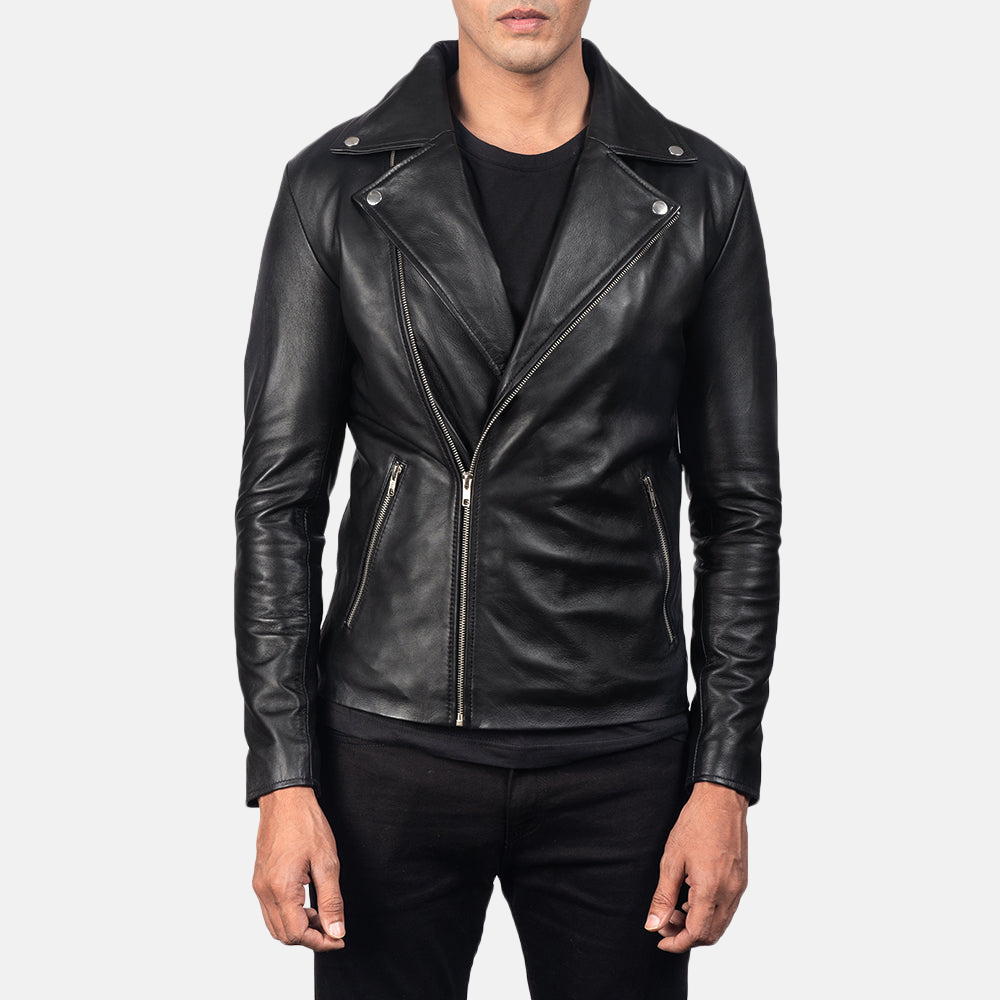 Men's Noah Black Leather Biker Jacket