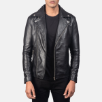 Men's Noah Black Leather Biker Jacket