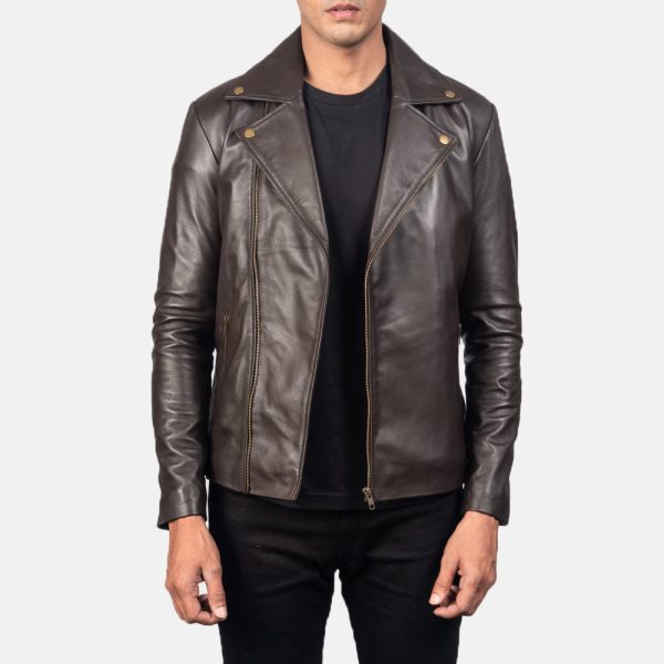 Men's Noah Brown Leather Biker Jacket