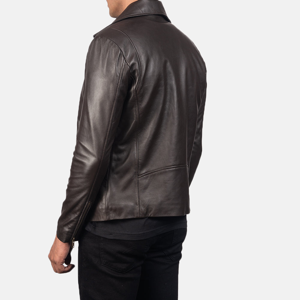 Men's Noah Brown Leather Biker Jacket