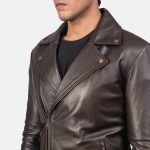 Men's Noah Brown Leather Biker Jacket