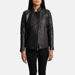 Women's Orient Grain Quilted Black Leather Biker Jacket