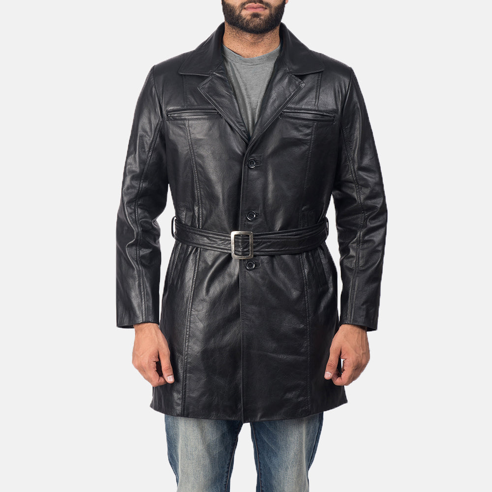 Men's Jordan Black Leather Coat