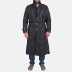 Men's Daniel Black Leather Trench Coat