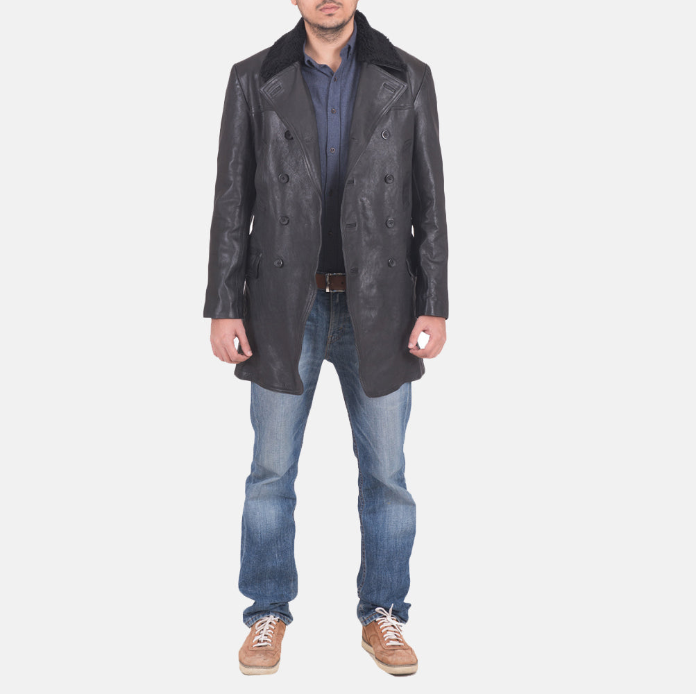 Men's Pierce Shearling Black Leather Jacket