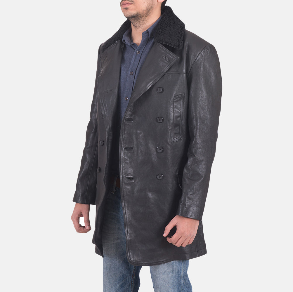 Men's Pierce Shearling Black Leather Jacket