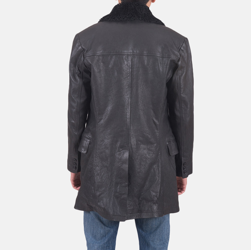 Men's Pierce Shearling Black Leather Jacket