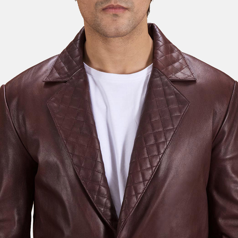 Men's Radaron Quilted Maroon Leather Blazer