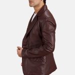Men's Radaron Quilted Maroon Leather Blazer