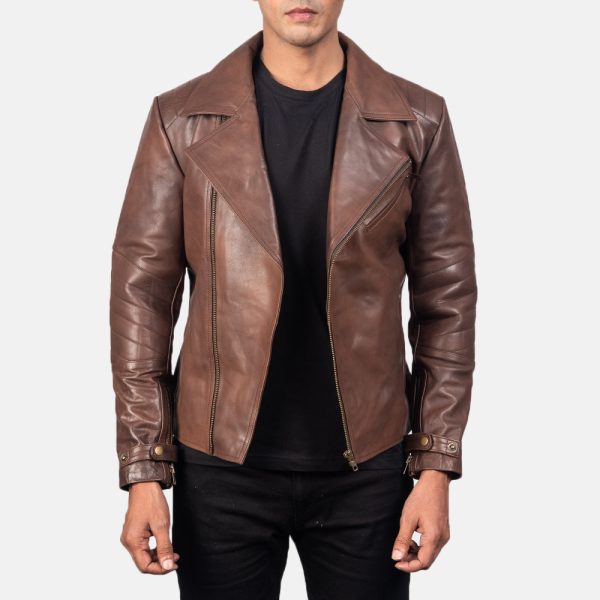 Men's Raiden Brown Leather Biker Jacket