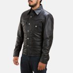 Men's Ranchson Black Leather Shirt Style Jacket